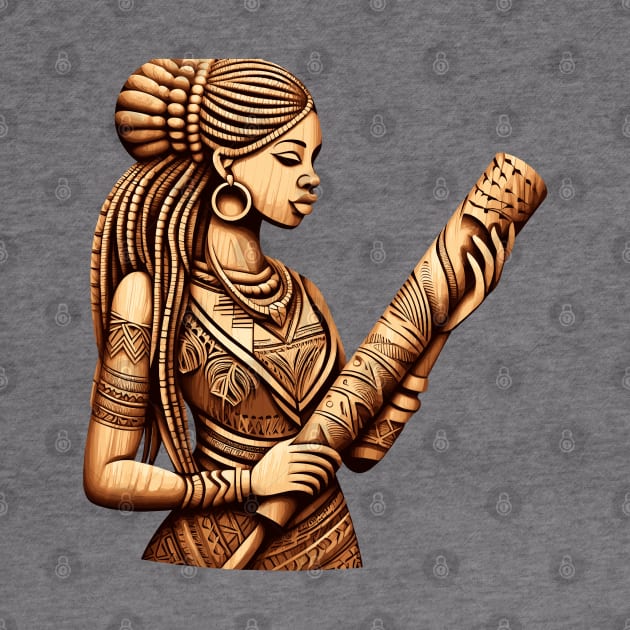 Afrocentric Woman Wooden Carving by Graceful Designs